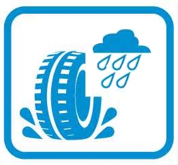 Afbeelding grip op nat wegdek - bandenlabel
